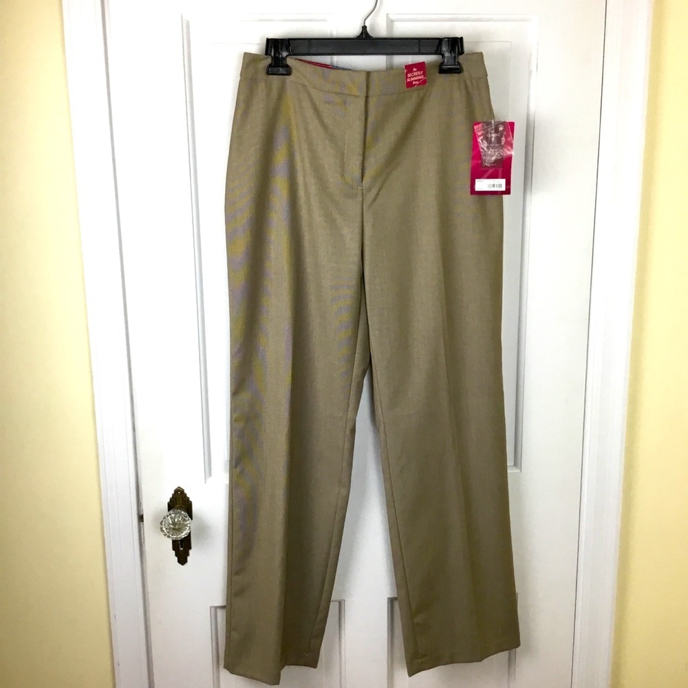 212 Collection Dress Pants Slimming Taupe Size 10P Career Work Herringbone NWT